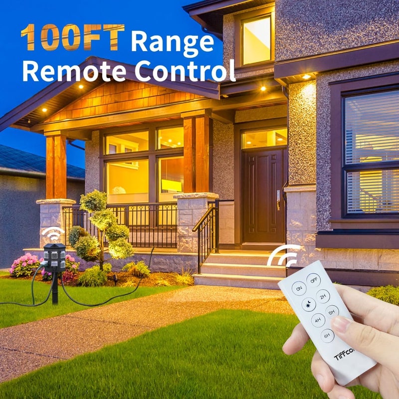Tiffcofio Outdoor Power Strip with 15 FT Extension Cord, 100FT Remote Control, Dusk to Dawn Light Timer Waterproof, 6 Grounded Outlets for Yard, Pool and Garden, ETL Listed - Image 3